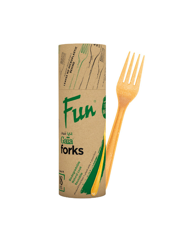 Fun 18-Piece Gaia Eco Friendly Bio Degradable Fork Set, Dark Yellow