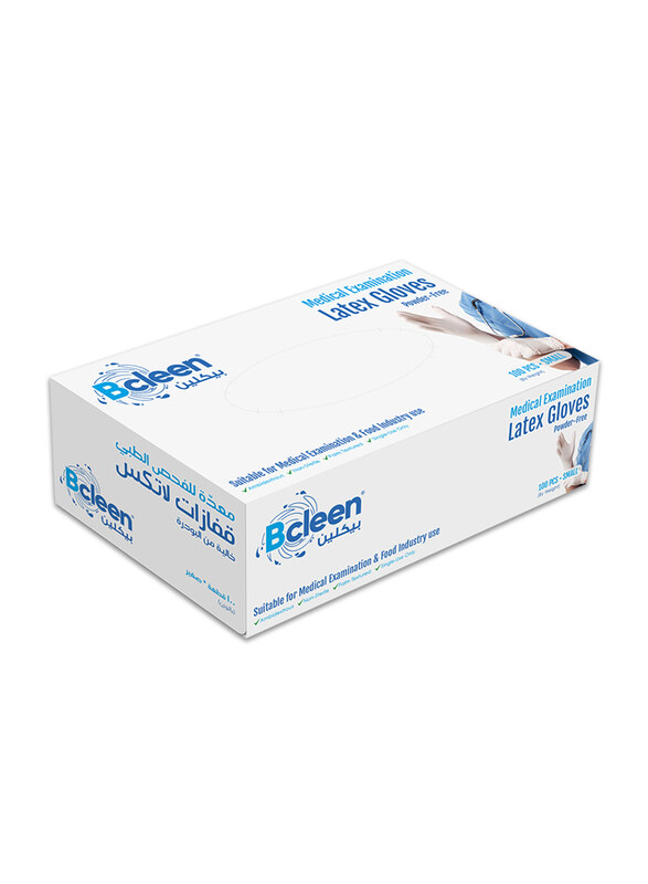 

Bcleen Latex Non Powdered Disposable Gloves for Medical Examination, Small, 100 Pieces, White