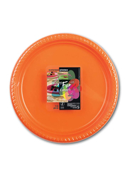 Fun Medium 25-Piece Color Party Round Plastic Dinner Plates Set, Orange