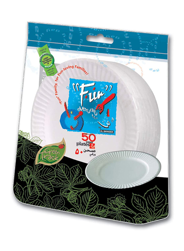 Fun 7-inch 50-Piece Everyday Heavy-Duty Paper Plate, Small, White