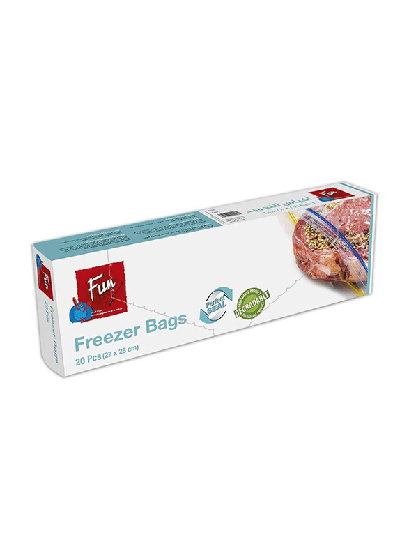 Fun Indispensable Biodegradable Freezer Bags with Ziplock, Medium, 20 Pieces