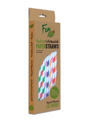 Fun 25-Pieces 19.7cm Green Track Eco Friendly Disposable Paper Straws, Multicolour