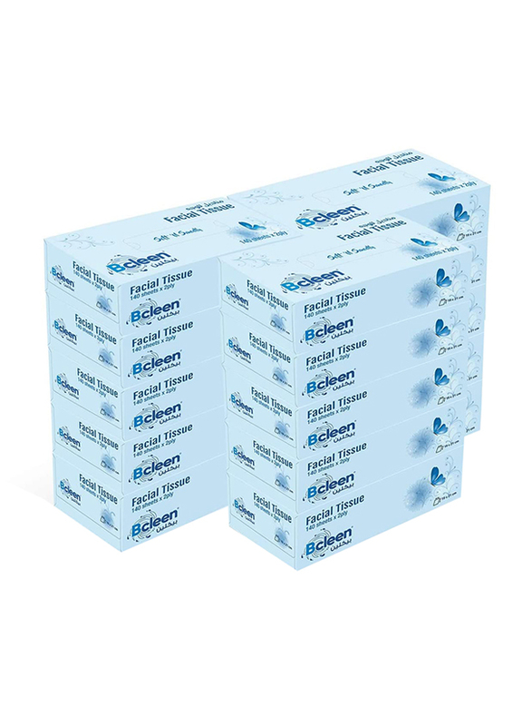 Bcleen Premium 2-Ply Facial Tissue Paper, 15 Boxes x 140 Sheets