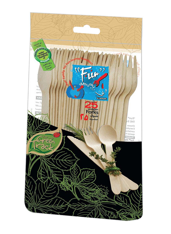 

Fun 25-Piece 6.5-inch Everyday Eco Friendly Wooden Disposable Fork Set, Beige