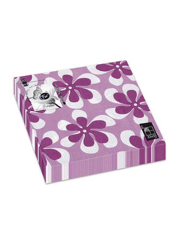 Fun Trendy 3-Ply Napkin, 33 x 33cm, Purple Floral, 20 Pieces