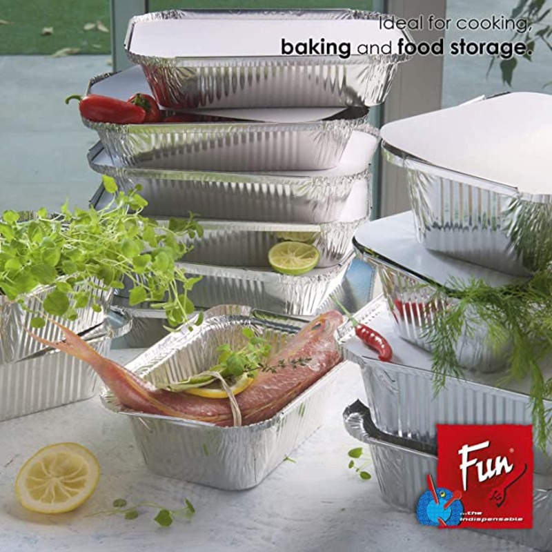 Fun 10-Pieces 1850cc Indispensable Aluminium Containers with Lids, Silver/White