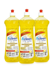 Bcleen Lemon Dish Wash Liquid, 3 Bottles x 1 Liter