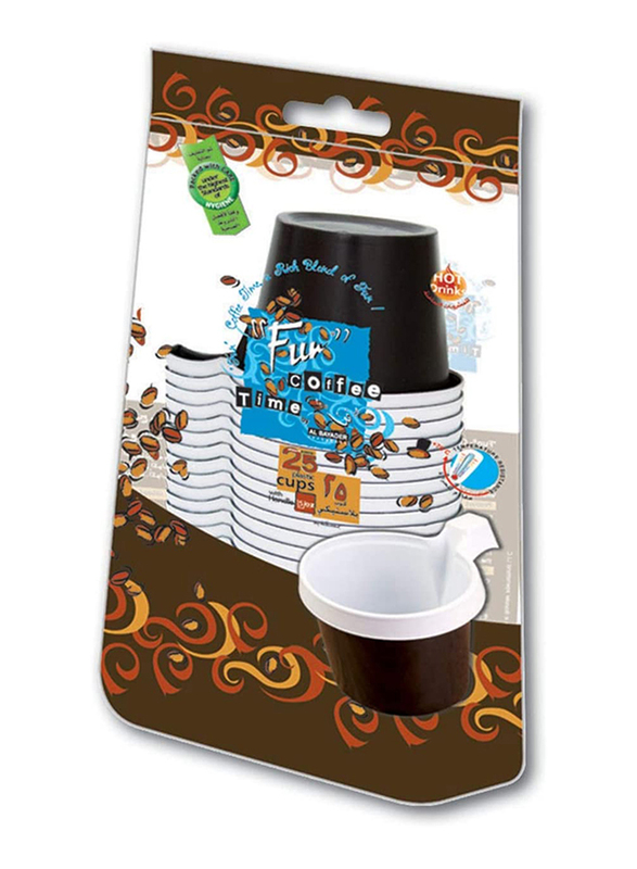 Fun 5oz 25-Piece Coffee Time Plastic Cappuccino Cup, Brown