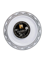 Fun 23cm 10-Piece Festive Premium Pattern Round Plate Set, White/Silver