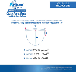 Bcleen 3 Ply Reusable Cloth Washable Mask with Adjustable Tie for Adults, One Size
