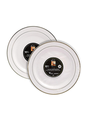 Fun 26cm 10-Piece Festive Premium Ring Pattern Round Plate Set, White/Silver/Gold