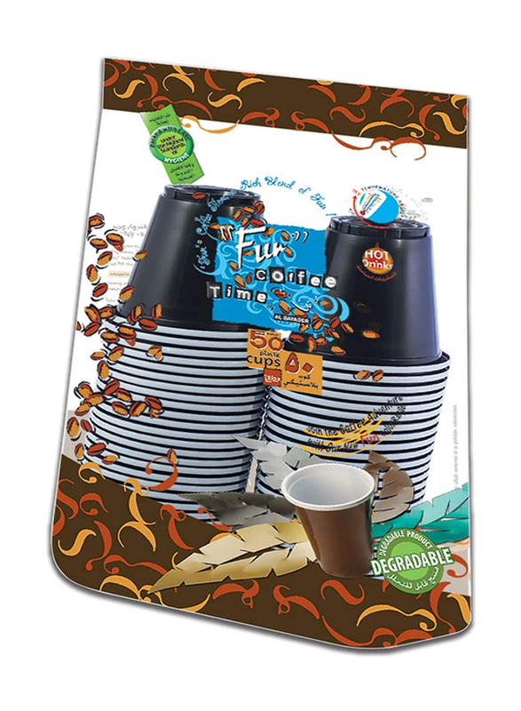 Fun 3oz 50-Piece Coffee Time Plastic Espresso Cup Set, Assorted Color