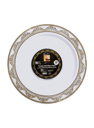 Fun 26cm 10-Piece Festive Premium Pattern Round Plate Set, White/Gold