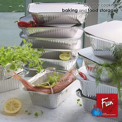 Fun 10-Pieces 1200cc Indispensable Aluminium Containers with Lids, Silver/White