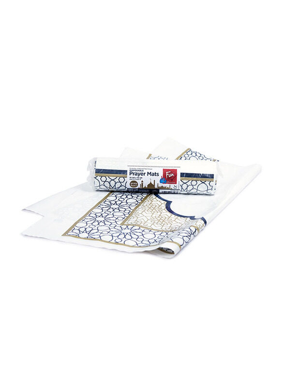 

Fun 20-Pieces Disposable Prayer Mat Set, 70 x 115cm, White/Blue/Gold