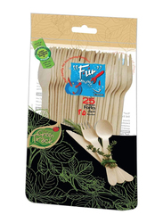 Fun 25-Piece 6.5-inch Everyday Eco Friendly Wooden Disposable Fork Set, Beige