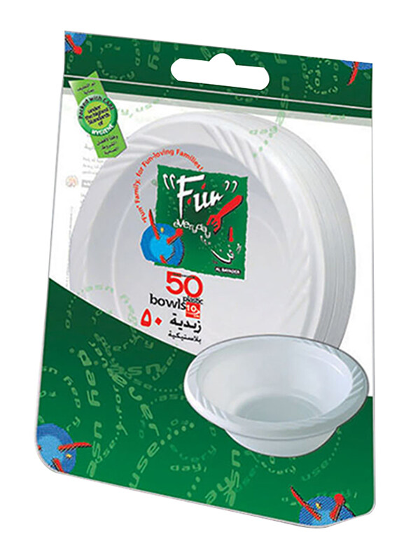 

Fun 10cm 50-Piece Everyday Disposable Plastic Bowl Set, White