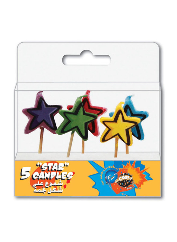 Fun Its Cool Star Birthday Candle Set, 5 Pieces, Multicolour