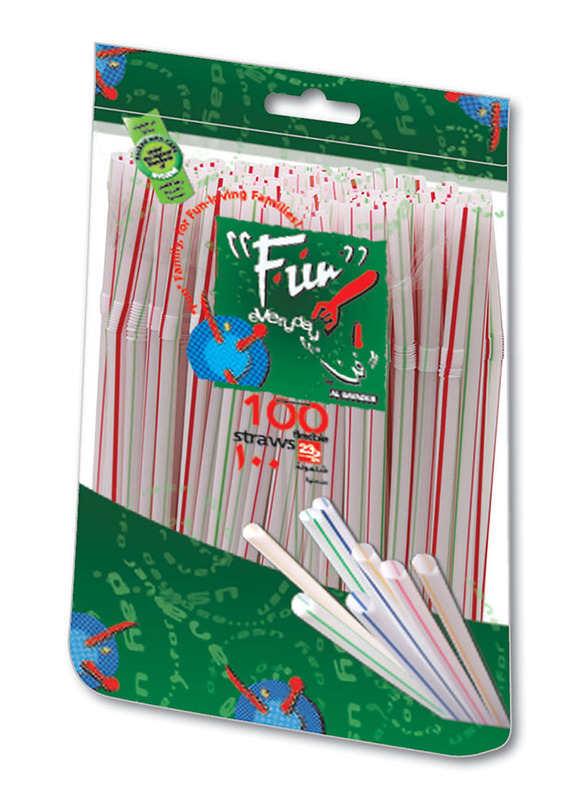 Fun 100-Piece Straw Set, 23cm, White