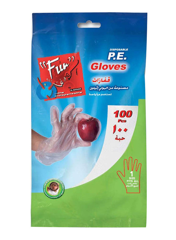 Fun Disposable PE Plastic Gloves, Clear, 100-Piece