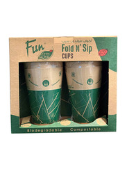 Fun 355ml 10-Piece Biodegradable Double Wall Lidless Paper Cup, Brown/Green