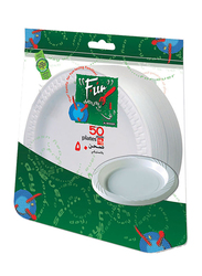 Fun Everyday 18cm 50-Piece Plastic Round Disposable Plate Set, Medium, White