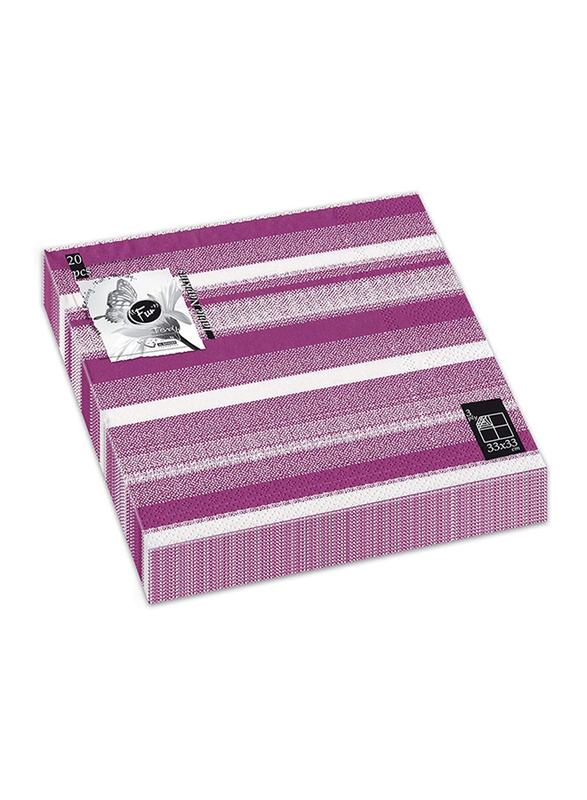 Fun Trendy 3-Ply Napkin, 33 x 33cm, Purple Stripes, 20 Pieces
