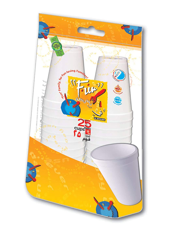Fun 12oz 25-Piece Everyday Foam Disposable Cup Set, White