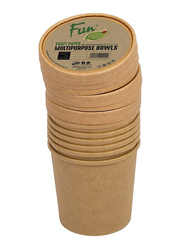 Fun 26oz 6-Piece Green Track Kraft Paper Round Multipurpose Bowls Set with Lids, Brown
