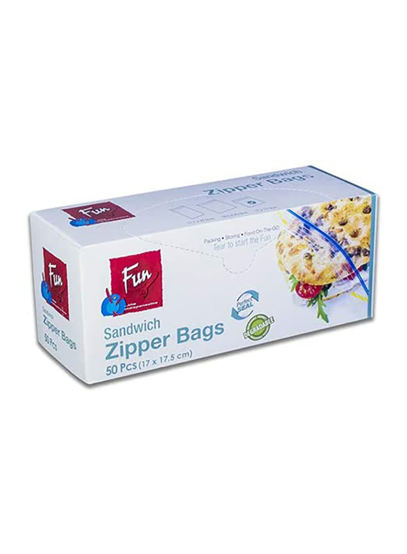 Fun® Indispensable Zipper Sandwich Bags 18.3x23.5cm 50pcs – Al Bayader  International