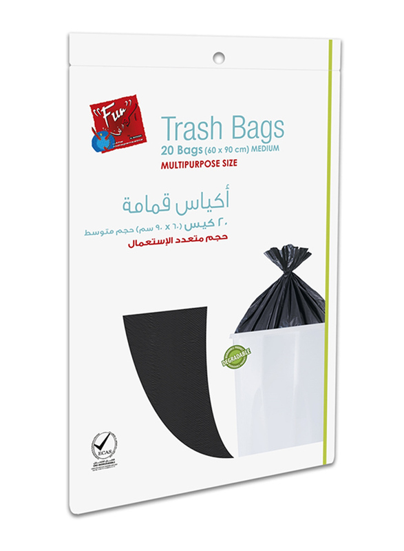 Fun Indispensable Biodegradable Garbage Trash Bag, Medium, 60 X 90cm, 20 Pieces