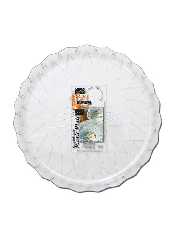 Fun 27cm 5-Piece Festive Crystal-Like Plastic Serving Plates Set, White