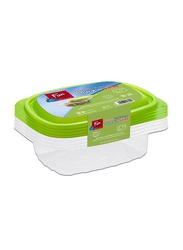 Fun 4-Pieces Indispensable Disposable Multipurpose Plastic Food Containers with Lids, 12oz, Clear/Green