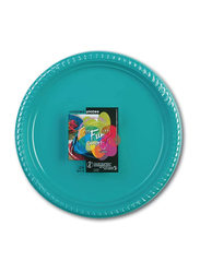 Fun Medium 25-Piece Color Party Round Plastic Dinner Plates Set, Blue