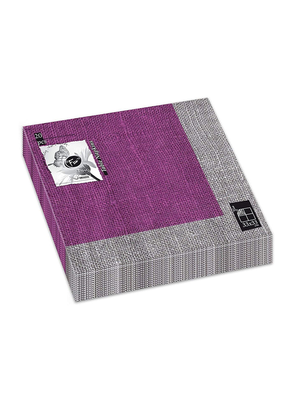 Fun Trendy 3-Ply Napkin, 33 x 33cm, Purple Linen, 20 Pieces