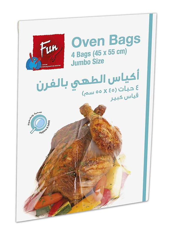 Fun Indispensable Roasting Plastic Oven Bags with Tie Wire, Jumbo, 4 Pieces