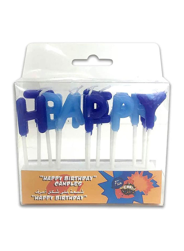 Fun Its Cool Happy Birthday Letter Candle Set, 13 Pieces, Blue