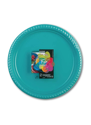 Fun Large 10-Piece Color Party Round Plastic Dinner Plates Set, Blue