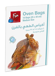 Fun Indispensable Roasting Plastic Oven Bags with Tie Wire, Medium, 10 Pieces