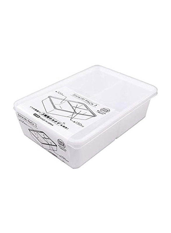 Inomata Hokan-sho Plastic 3 Compartments Food Container, White