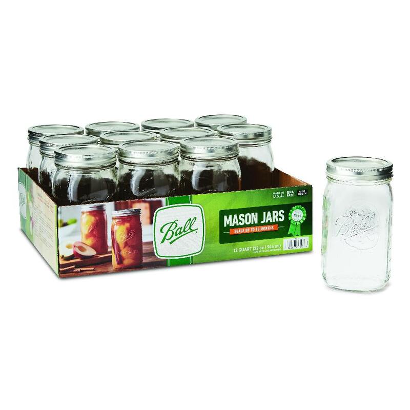 Mason Jar with Lids Wide Mouth Glass Jar, Great to preserve fresh Recipes, Set of 12, 32 Oz, Reusable Jars is BPA Free and Freezer safe.