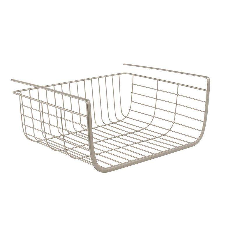 

Spectrum Diversified Satin Nickel Ashley Kitchen Cabinet & Pantry Organization Storage Bathroom Basket, Small, Silver
