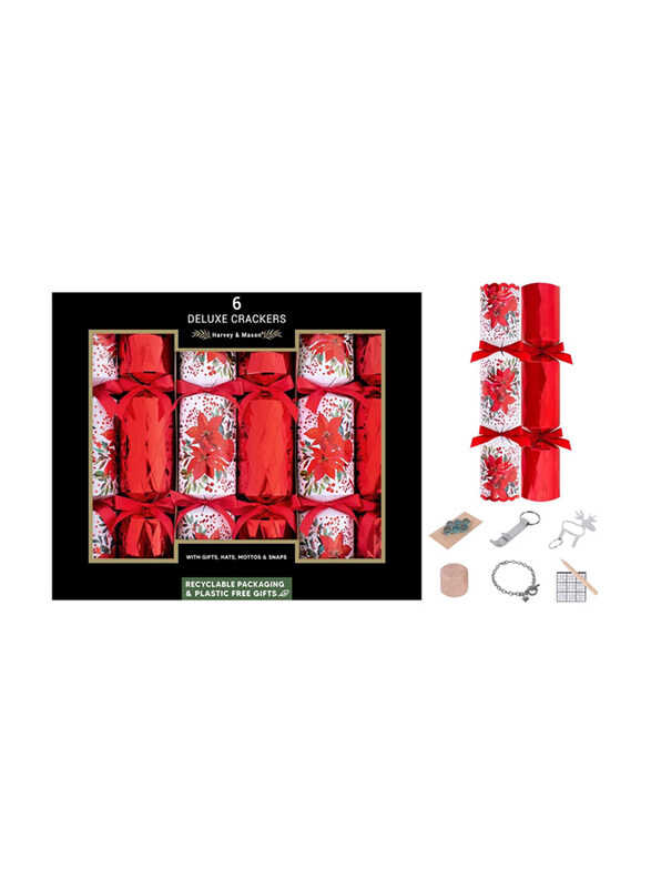 

Rsw Deluxe Poinsettia 13.5" Crackers, 6 Pieces, Red