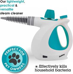 Beldray BEL0701TQN 10-in-1 Handheld Steam Cleaner - Clean, Sanitise & Refresh Surfaces, Tiles, Mirrors & Windows, Chemical Free Cleaning, Includes Nozzles, Brushes, Upholstery Head & Squeegee, 1000W