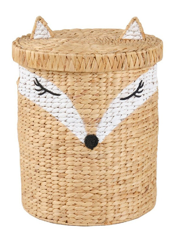 Homesmiths Water Hyacinth Laundry Hamper Fox Shape, Multicolour