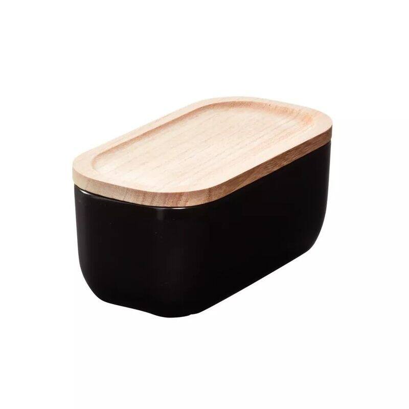 

IDesign Eco Office Ceramic Bin with Lid, One Size, Black