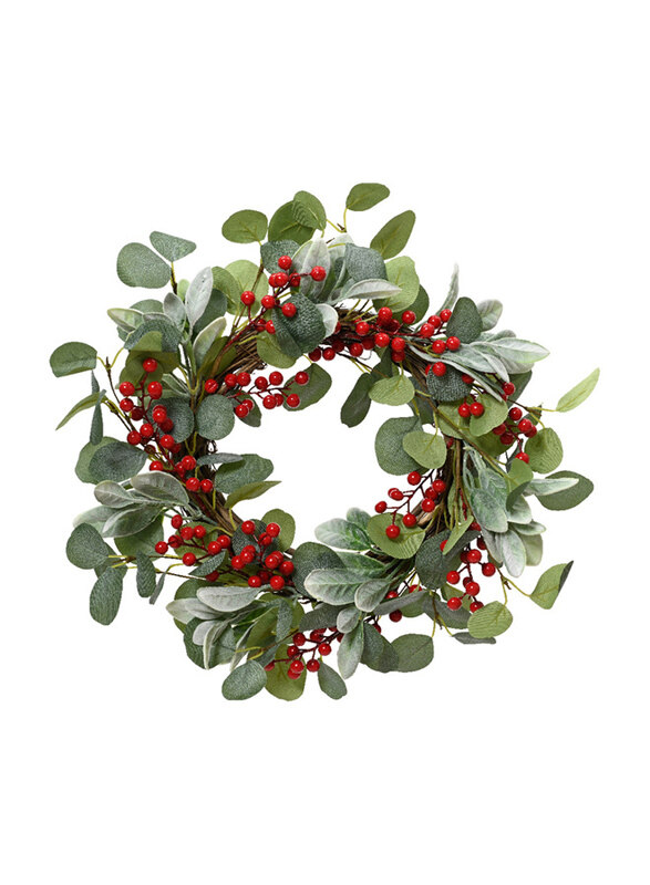 

Kaemingk Polyester Natural Twig Base Wreath, 50cm, Green/Red