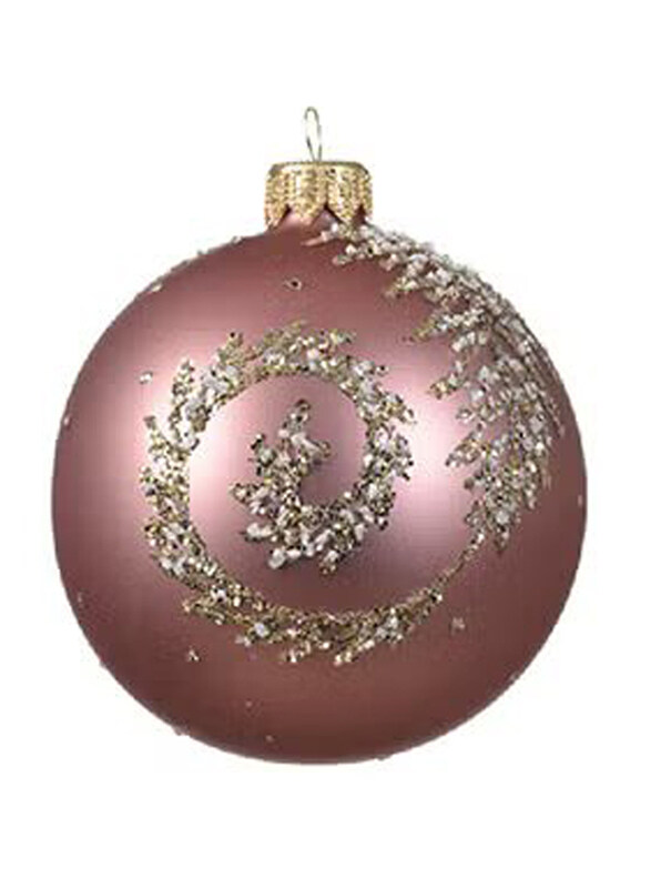 

Kaemingk Decoris 8cm Bauble Glass Matt Large Curl Velvet, Pink