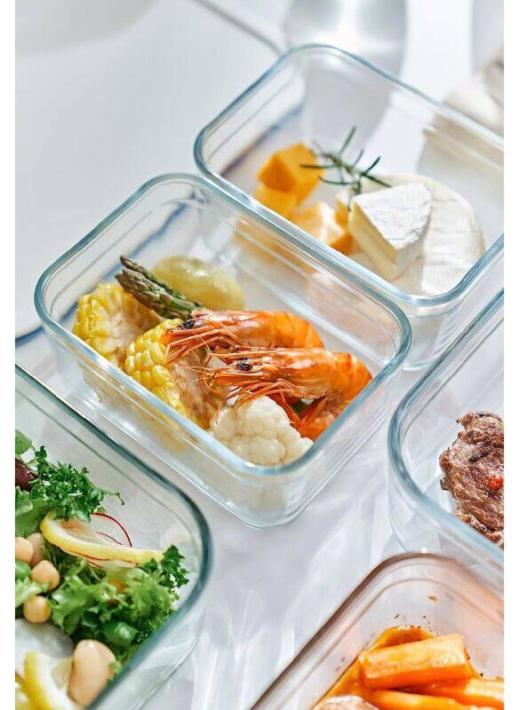 Neoflam Perfect Seal Rectangle Glass Storage Container 750ml, Airtight Food Container With Lid, Kitchen Storage Organizer, Lunch Box, Meal Prep Container Set Microwave, Oven Safe (PS-GR-075)