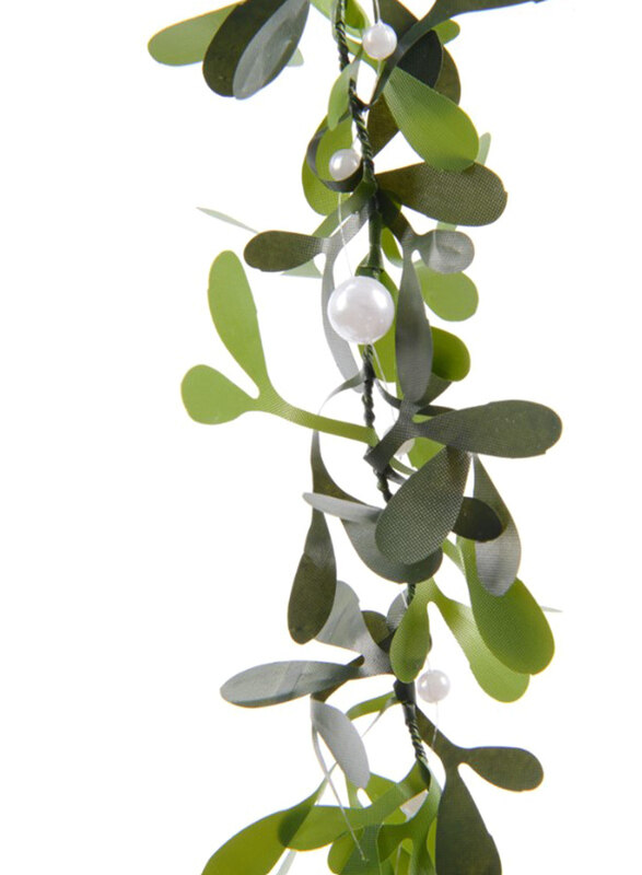 

Kaemingk Mistletoe Pvc Garland with Beads, White/Green